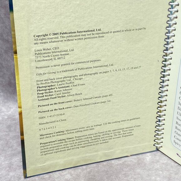 Gifts For Giving Cookies Spiral-Bound Recipe Book 2005 - Picture 2 of 10